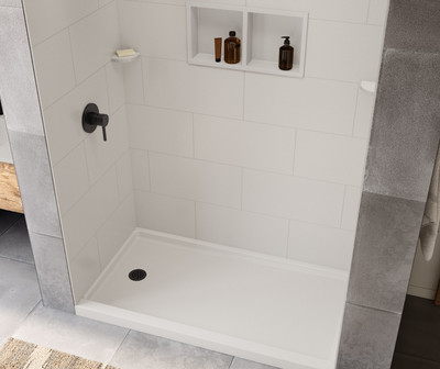 Swanstone SR-3260LM 32 x 60 Alcove Shower Pan with Left Hand Drain, Mountain Mist