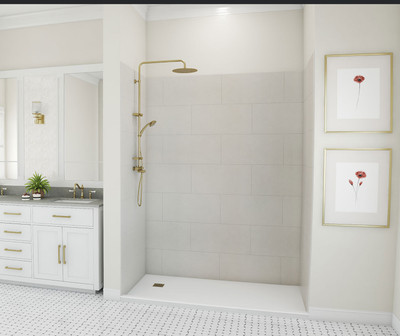 Swanstone Traditional Subway Tile Glue-Up Shower Wall Kit 34x42x84 Birch