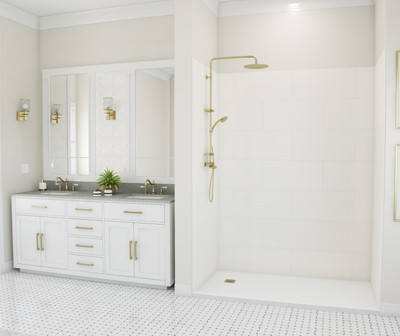 Swanstone Traditional Subway Tile Glue-Up Shower Wall Kit 30 x 62 x 84 White