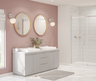 Swanstone Modern Subway Tile Glue-Up Shower Wall Kit 36 x 62 x 84 Birch