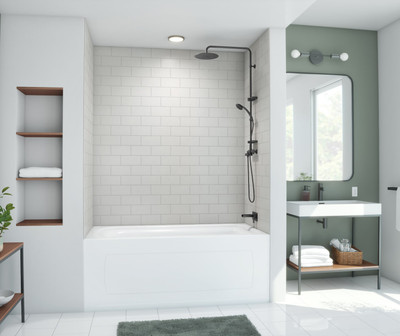 Swanstone Metro Subway Tile Glue-Up Bathtub and Shower Wall Kit, 36x36x72, Birch