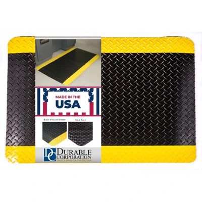 442SHD35BKY Heavy Duty Diamond-Dek Sponge Anti-Fatigue Mat, 3 Feet By 5 Feet By .875" Thick, Black W/Yellow Border