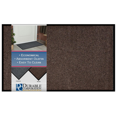 654S23BN Durable Wipe-N-Walk Entrance Mat, 2 Feet By 3 Feet By .375 Inch Thick, Brown