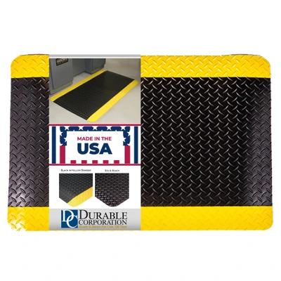 442S35BKY Diamond-Dek Sponge Anti-Fatigue Mat, 3 Feet By 5 Feet By .5625" Thick, Black W/Yellow Border