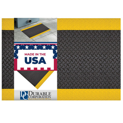 Durable 587S23BKY Diamond Sof Spun Plus Anti-Fatigue Mat, 24 Inches By 36 Inches By .75 Inches Thick, Black w/Yellow Border
