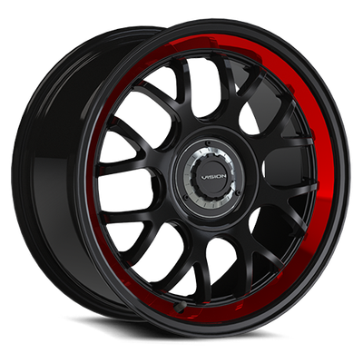Vision ALPI 5x114.3 Gloss Black Wheel with Red Tint Lip