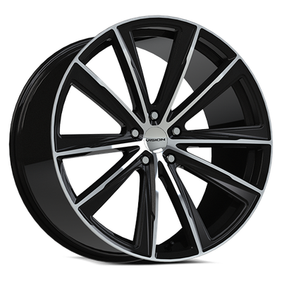 5x115mm Gloss Black Machined Vision Splinter Wheel