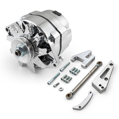 Speedmaster Chevy SBC 350 100 Amp 3-Wire Alternator with SWP Polished Aluminum Bracket Kit
