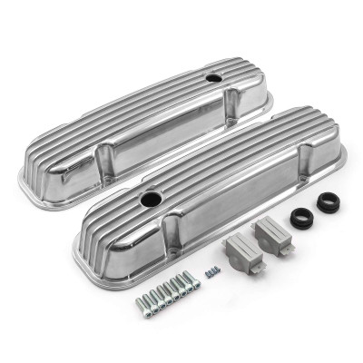 Speedmaster Pontiac 326 400 455 Polished Nostalgic Finned Aluminum Valve Covers PCE314.1162