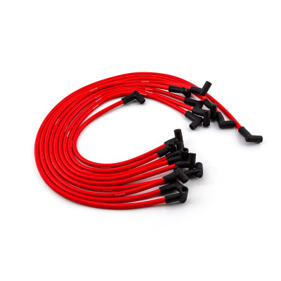 Speedmaster Universal 90° to 90° Red Spark Plug Wires for Chevy, PCE390.1012.03
