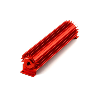 Speedmaster PCE186.1002 12" Red Anodized Single Pass Transmission Oil Cooler with Fittings