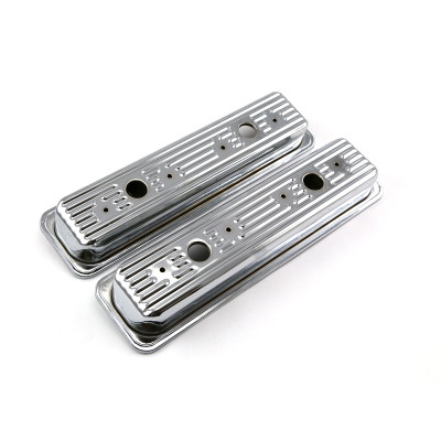 Speedmaster PCE314.1061 Chevy SBC 350 Center Bolt Chrome Steel Valve Covers Short 2-Hole