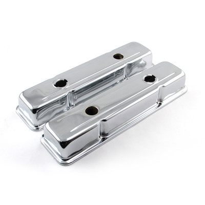 Speedmaster PCE314.1052 Chevy SBC 350 Chrome Steel Valve Covers Short with 4 Baffled Holes