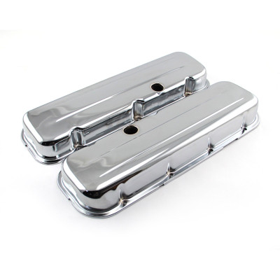 Speedmaster PCE314.1041.01 Chevy BBC 454 Chrome Steel Valve Covers Short w/ Baffled Hole