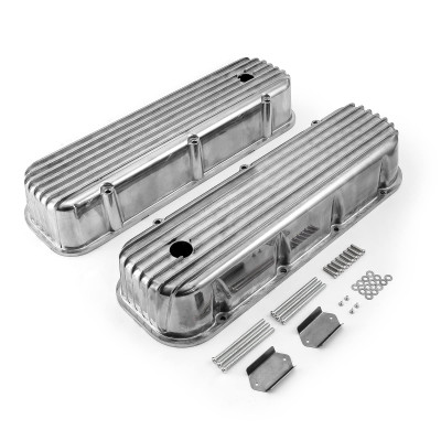 Speedmaster Chevy BBC 454 Nostalgic Finned Aluminum Valve Covers - Tall with Hole PCE314.1028.04