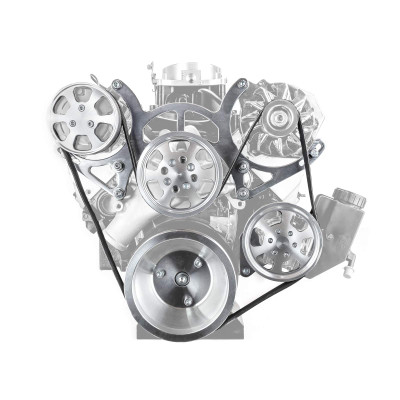 Speedmaster Chevy SBC 350 Aluminum Complete Serpentine Engine Pulley Kit Polished