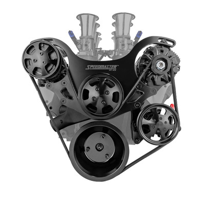Speedmaster Chevy BBC 454 Aluminum Complete Serpentine Belt Drive System Kit Black