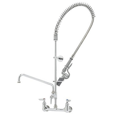 T&S Brass TB0133ADF12BJ Easy Install Pre-Rinse Unit includes 8" Wall Mount, 12" Add-On Faucet, B-0107-J, Wall Bracket