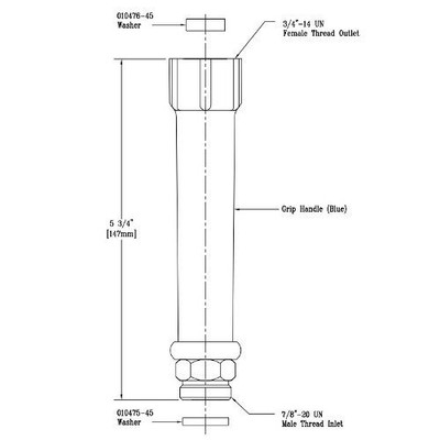 T&S Brass T01148240 Handle Grip Assembly, 7/8-20UN Male Inlet, Blue