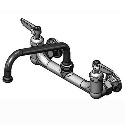T&S Brass TB2414CRSC Wall Mount Mixing Faucet with CV Ceramas, 8" Swing Nozzle (060X), 1/2" NPT Female Inlets, 8"