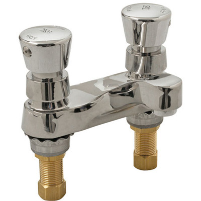 T&S Brass TB0831 Metering Faucet, Deck Mount, 4 Centers, Aerator, Push Button Handles