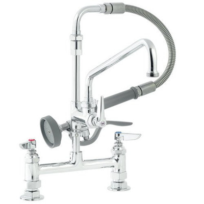 T&S Brass TB0178 Spray Assembly Deck Mount Base with 8-Inch Centers and 12-Inch Add-On Faucet Spray Valve Hose