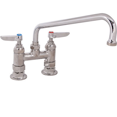 T&S Brass TB0226 Deck Mount Double Pantry Faucet with 4-Inch Centers and 10-Inch Swing Nozzle