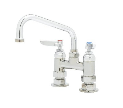 T&S Brass TB0227CR Double Pantry Faucet with Deck Mount, 4-Inch Centers, 8-Inch Swing Nozzle and Ceramas Cartridges