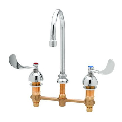 T&S Brass TB286605WS 8-Inch Centers Swivel Gooseneck 1.5 Gpm Aerator Medical Faucet with 4-Inch Wrist Action Handles
