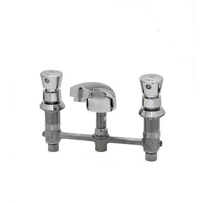 T&S Brass TB2991 Lavatory Faucet, Push Button Self-Closing Cartridges, 8" Center, Cast Spout