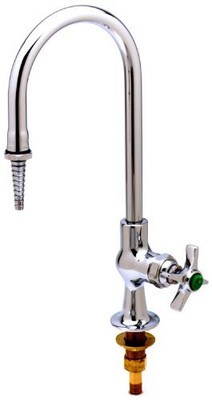 T&S Brass TBL570501 Lab Faucet with Single Temperature Control, Rigid Gooseneck, Serrated Tip and 1/2-Inch Npt Male Inlet