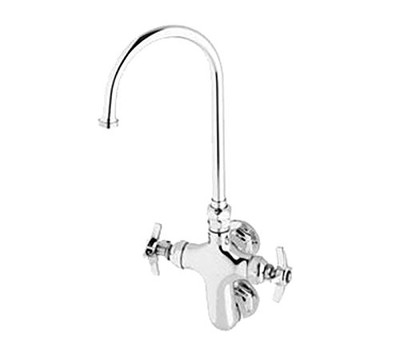 T&S Brass TB0316 Wall Mount Swivel Gooseneck Vertical Double Pantry Faucet with Stream Regulator