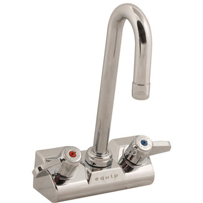 T&S Brass 131335 EQUIP BY WALL-MOUNTED SINK FAUCET, 3-INCH SWIVEL GOOSENECK, LEVER HANDLES, 4-INCH CENTERS, 2.2 GPM AERATOR