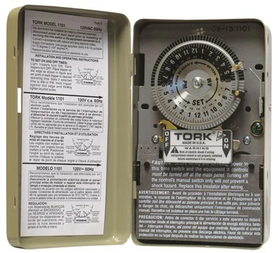 TORK 610404 INDOOR TIMER SWITCH 24 HOUR SINGLE POLE METAL 2 HORSE POWER 40 AMP 120 VOLT