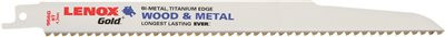 LENOX 2488162 Tools R Gold Power Arc Reciprocating Saw Blade, For Wood, Nail-Embedded Wood Cutting, 9-inch, 6 TPI, 5-Pack