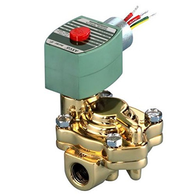 ASCO 77311 -120/60,110/50 Brass Body Pilot Operated Slow Closing Solenoid Valve, 1-1/4" Pipe Size, 2-Way Normally Closed, Nitrile Butylene Sealing, 1-1/8" Orifice, 13 Cv Flow, 120V/60 Hz, 110V/50 Hz