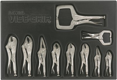 Vise Grip 286212 ORIGINAL LOCKING PLIERS TRAY SET 10 PIECE (10R®,10CR®, 7R®, 7WR®, 7CR®, 5WR®, 6LN®, 9LN®, 6R®, 11R®)