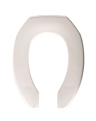 Bemis SX-0327718 Elongated Open Front Less Cover Commercial Plastic Toilet Seat in White with STA-TITE Self-Sustaining Check Hinge, DuraGuard and Firepro