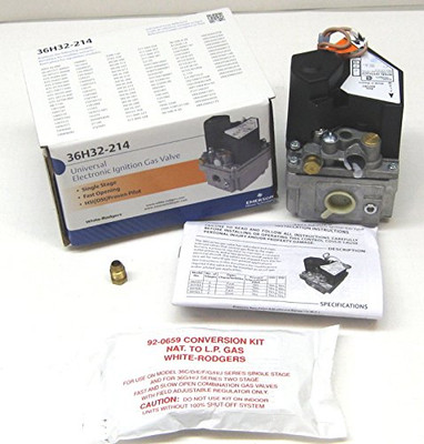 WHITE-RODGERS 307494 Series 36H Fast Opening Single Stage Natural/Lp Gas Valve, 1/2" x 1/2" Pipe, -40 Degree - 175 Degree F Temperature Range, 24V