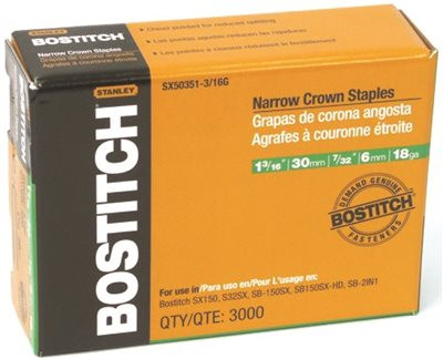 BLACK & DECKER 152981 BOSTITCH 1-by-7/32-Inch 18-Gauge Narrow Crown Finish Staple, 5000-Per Box