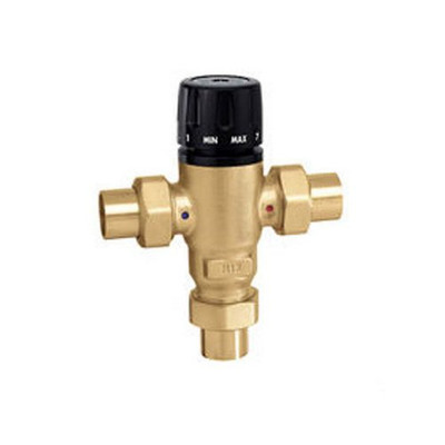 CALEFFI 114865 Mixing Cal 3-Way Thermostatic Mixing Valve, Low-Lead Brass 3/4-Inch Sweat.