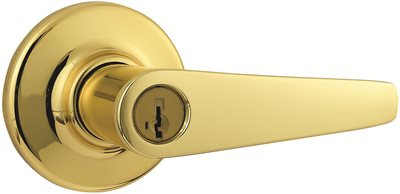 KWIKSET 2464392 SMARTKEY DELTA ENTRY LEVER, POLISHED BRASS | Delta entry lever | SmartKey cylinder | Polishe