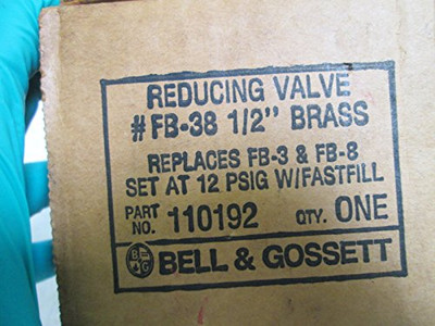 BELL & GOSSETT 368 SET AT 30LBS REDUCING VALVE 1/2" BRASS *NEW IN BOX*.