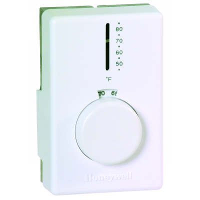 Honeywell 12609 Line Voltage Mechanical Thermostat, Heating Only, 120 to 277VAC, 1 Stage.