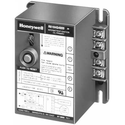 Honeywell 2616 R8184G-4066 Protectorelay Oil Burner Control with 15 s Safety Timing, Alarm Outputs and Manual Safety Switch