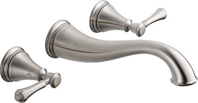 Delta T3597LF-SSWL Faucet Cassidy Two Handle Wall Mount Bathroom Faucet Trim, Stainless
