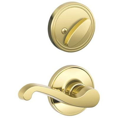 SCHLAGE JH59LAS605RH Dexter 1-3/8-in to 1-3/4-in Bright Brass Single Cylinder Lever Entry Door Interior Handles