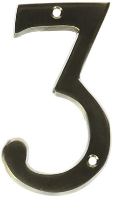 IVES SC23036619 02-3036 4 Inch Brass Classic House Number 3, Satin Nickel