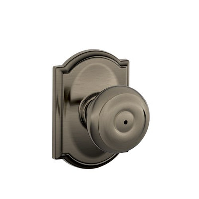 SCHLAGE F40GEO620CAM F40 GEO 620 CAM Camelot Collection Georgian Privacy Knob, Antique Pewter