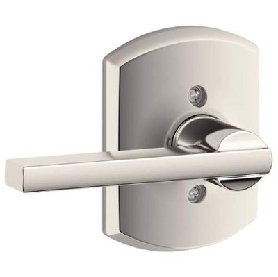 SCHLAGE F170LAT618GRW F170-LAT-GRW Latitude Single Dummy Door Lever with Decorative Greenwich, Polished Nickel